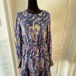 Lilly Pulitzer Dotti Silk Blend Navy and Gold Midi Dress Size 8